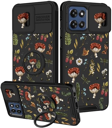 Goocrux for Moto G Stylus 5G 2025/2026 Case - Women Girls Cute Phone Cover Girly Design Slide Camera Cover with Ring Stand Holder Cases for Motorola G Stylus 5G 2025/2026, Plants