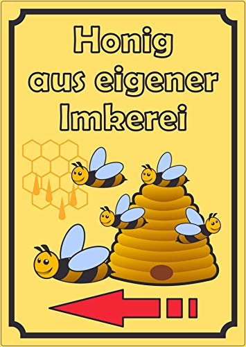 Werbeaufkleber Aufkleber Honig Hochkant mit Pfeil links A3 (297x420mm)