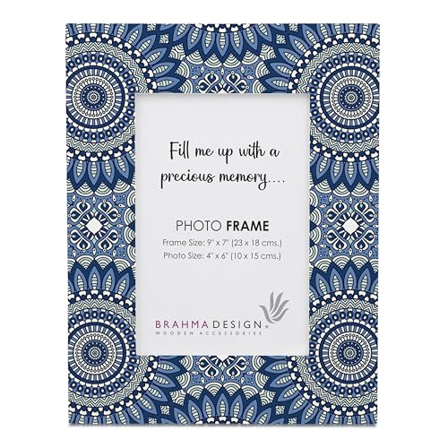 Image of Photo Frame with Gift Box | Size: 9 inch x 7 inch (Photo 4 inch x 6 inch) | Blue Mandala2A | Aesthetic Decorative Photo Frame for Wall Mount and Tabletop