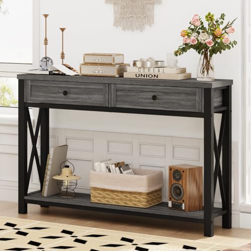 BON AUGURE Sofa Table with Drawers, Console Tables for Entryway, Sofa Table with Storage, Couch...