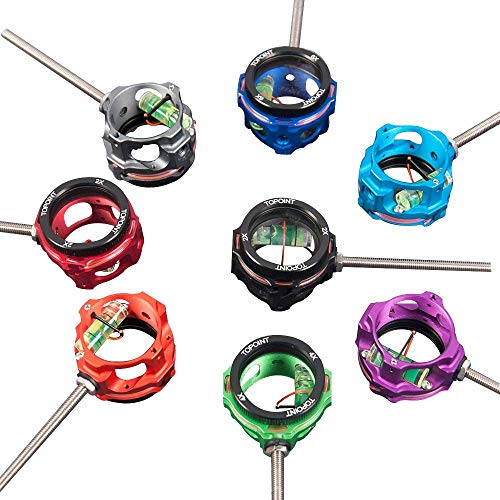 Sharrow Archery Bow Sight Compound Bow Scope Sight Single Pin 2X 4X 6X 8X Lens Optical Fiber Sight Hunting Accessory (Gray, 4X) #TOP17