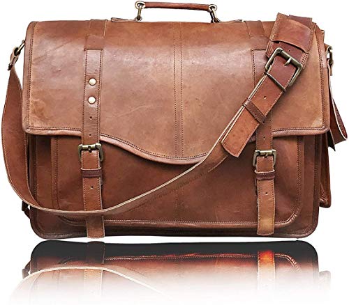 35 Cm Bolso Bandolera Laptop Bag Bolsa De Hombro Cuerpo Cruzado Grande para Mensajero Mensajeria De Cuero Piel Marron Portatil Notebook Bag College Office Hombre Y Mujer Leather Messenger Bag Cover