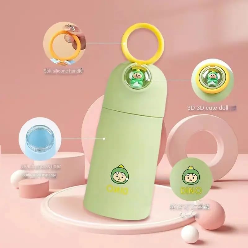 Image of Cute Kids Cartoon Glass Cup - Funny 350ml Water Bottle, Portable Festival Gift for Students, Stylish and Durable Glass Mug for Juice, Milk, and Everyday Use (Random Colour)