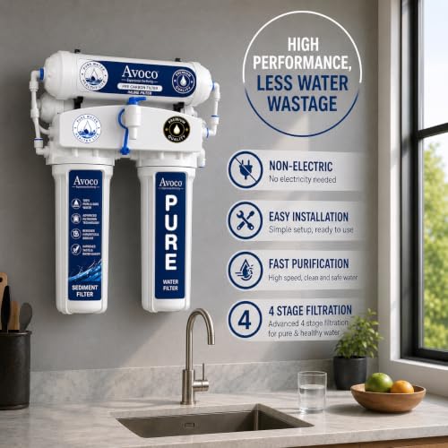 Image of Avoco Water Purifier for Home | Non Electric Water Purifier | 4 Stage Gravity Based Water Filter for Safe & Pure Drinking Water | Kitchen Water Filter