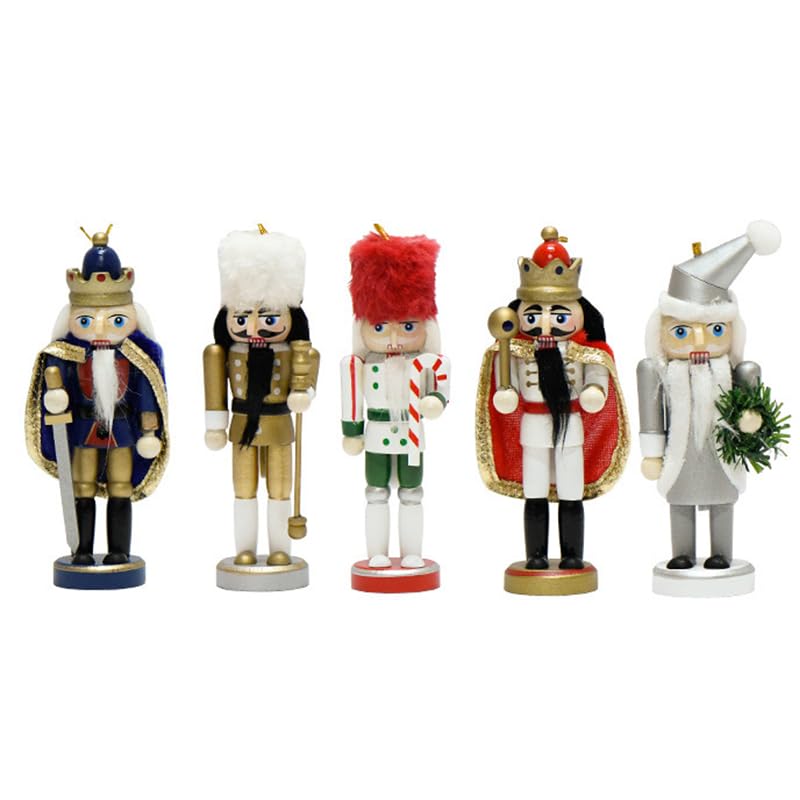 hiwhale 5 Stück kleine hölzerne Nussknacker Figuren Walnuss Band...
