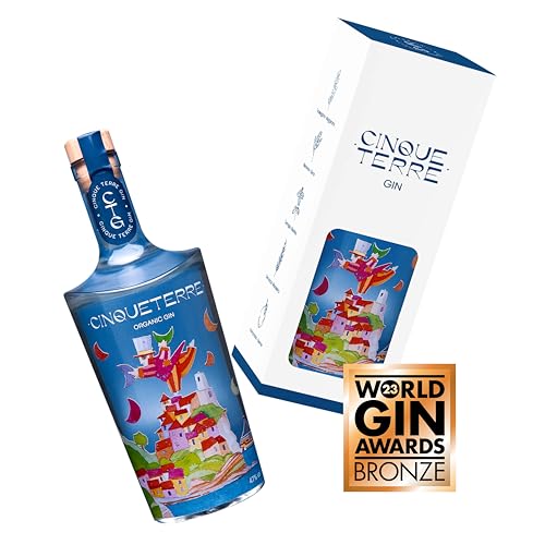 Cinque Terre Gin - 500 ml - Ginebra Premium Italiana 100% Orgánica - Premiada entre las Mejores Ginebras Italianas del Mundo en la Categoría Ginebra Clásica - 47% Vol. (500ml, con estuche)