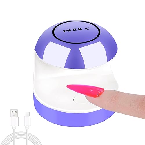 NXJ INFILILA Mini luz UV para uñas de gel, mini lámpara de uñas de 60 a 120 segundos, ajuste de luz UV para uñas, lámpara de uñas tipo C, 5 cuentas