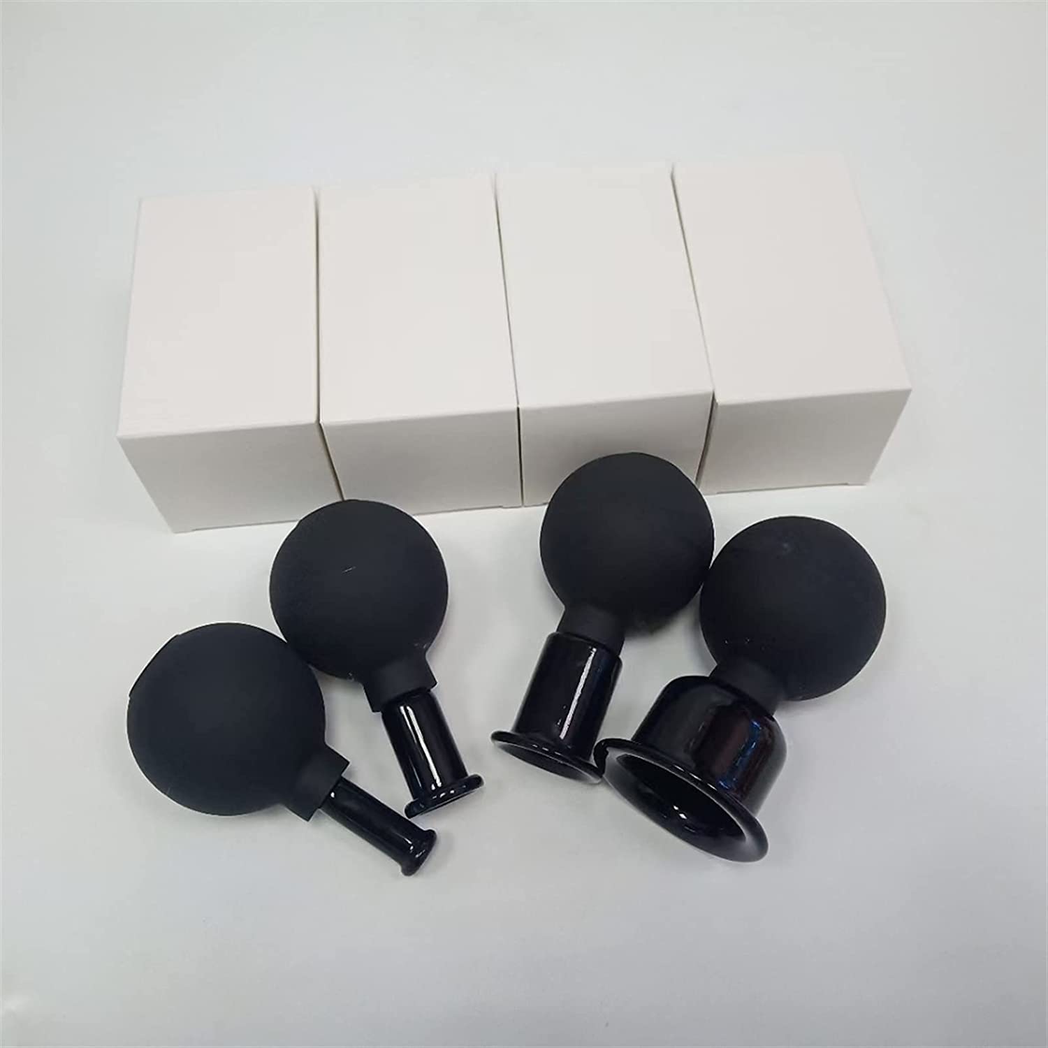 Juego de terapia de ventosas, masaje con ventosas, kit de ventosas, Estiramiento facial dedicado facial negro Goma Silicona Vidrio Vacío Masaje Ventosas Ventosas Alternativa de masaje (Color : 2 Cups