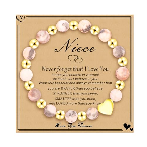 Image of Gifts for Niece Birthday Gifts,Heart charm Bracelet Gifts for Women Girls for Christmas Valentines Day Gifts (Niece), Large