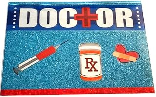 WINGS Craft & Fundraising Supply RFID Debit Credit Card Holder ATM Case, Bling Glitter Appreciation Gift (Doctor Dr. Blue with 2 Debit Notepads)