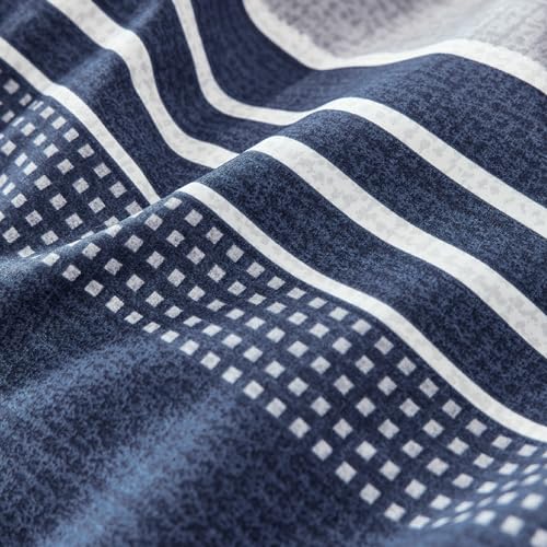 BEDSURE Pościel 220 x 240 cm, 3-częściowy komplet pościeli 220 x 240 cm z 2 poszewkami na poduszkę 80 x 80 cm, Öko-Tex pościel dwustronna, wzór w niebieskie paski, z zamkiem błyskawicznym