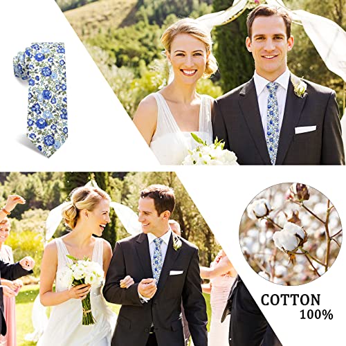 Image of Mantieqingway Men's Cotton Floral Neck Tie 2.56'' Printed Skinny Tie