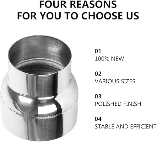 Miniatura 6 de Watris Veiyi Adaptador de escape de 3 a 4 pulgadas, reductor de conducto de acero inoxidable de 3 pulgadas de diámetro exterior a 4 pulgadas,