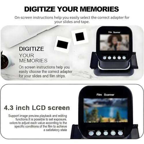 Scanner Numérique De Films Et Diapositives 4,3 Pouces, Haute Résolution 120, Compatible avec 5 Formats De Film 120, Écran LCD 1080p, Conversion De Négatifs Et Diapositives 35 Mm, 135, 126 Et 127
