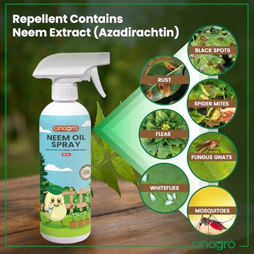 Image of Cinagro Neem Oil Spray (500ml, Ready-to-Use) Organic, Plant Protector, Removes Mealybugs, Fungus & Insect Control for All Plants, Indoor & Outdoor Use