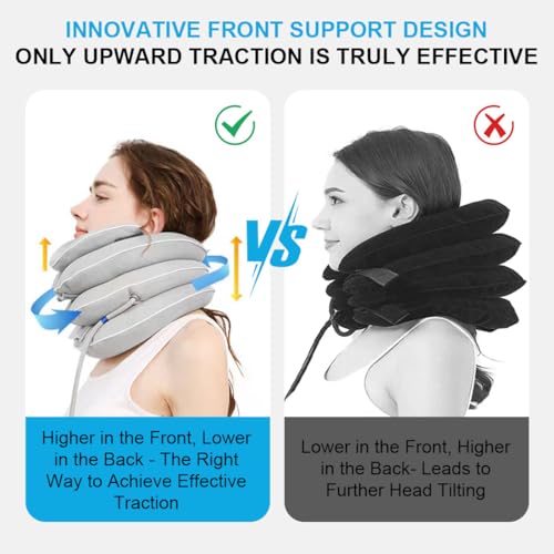 neck stretcher with neck bracecervical traction neck deviceneck relief tooladjustable inflatable cervical bracehome use neck decompression new technology breathable fabric washableampcolorfastgray