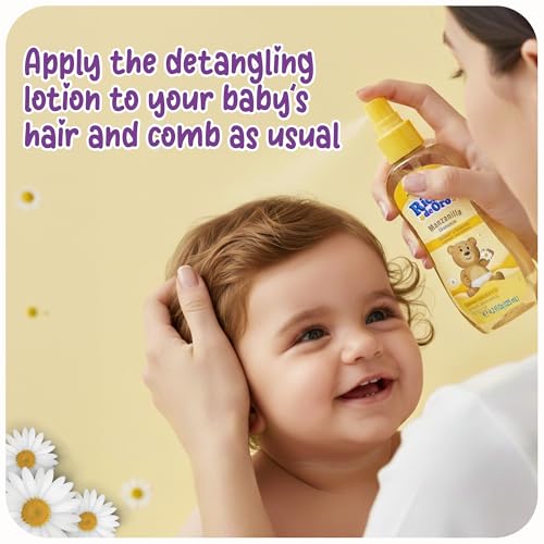 Image of Ricitos de Oro Baby Hair Lotion Chamomile Detangler Spray, Softens and Helps Lighten Hair, 4.2 Fl Oz (125 mL) 2 Pack Detangler