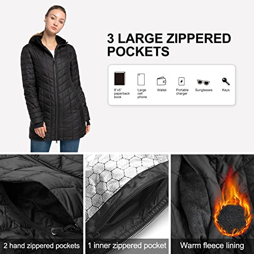 33,000Ft Women'S Ultra Lightweight Warm Long Insulated Puffer Jacket thumb #2