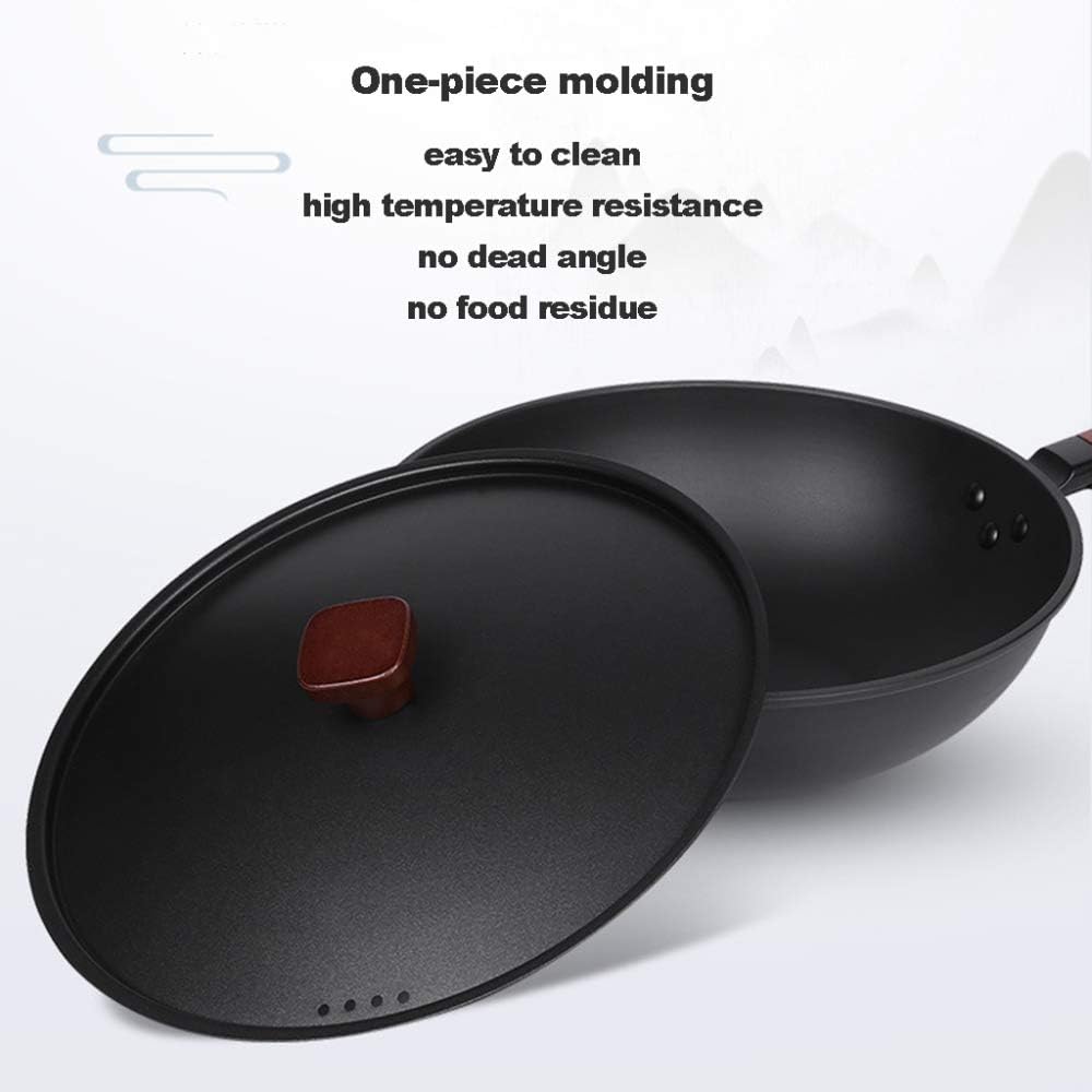 Cooking Pot, 3-Piece Iron Pan Non-Stick Pan Set, Uncoated Wok Frying Pan Soup Pot, Easy to Clean and High Temperature Resistant, Suitable for All Stoves