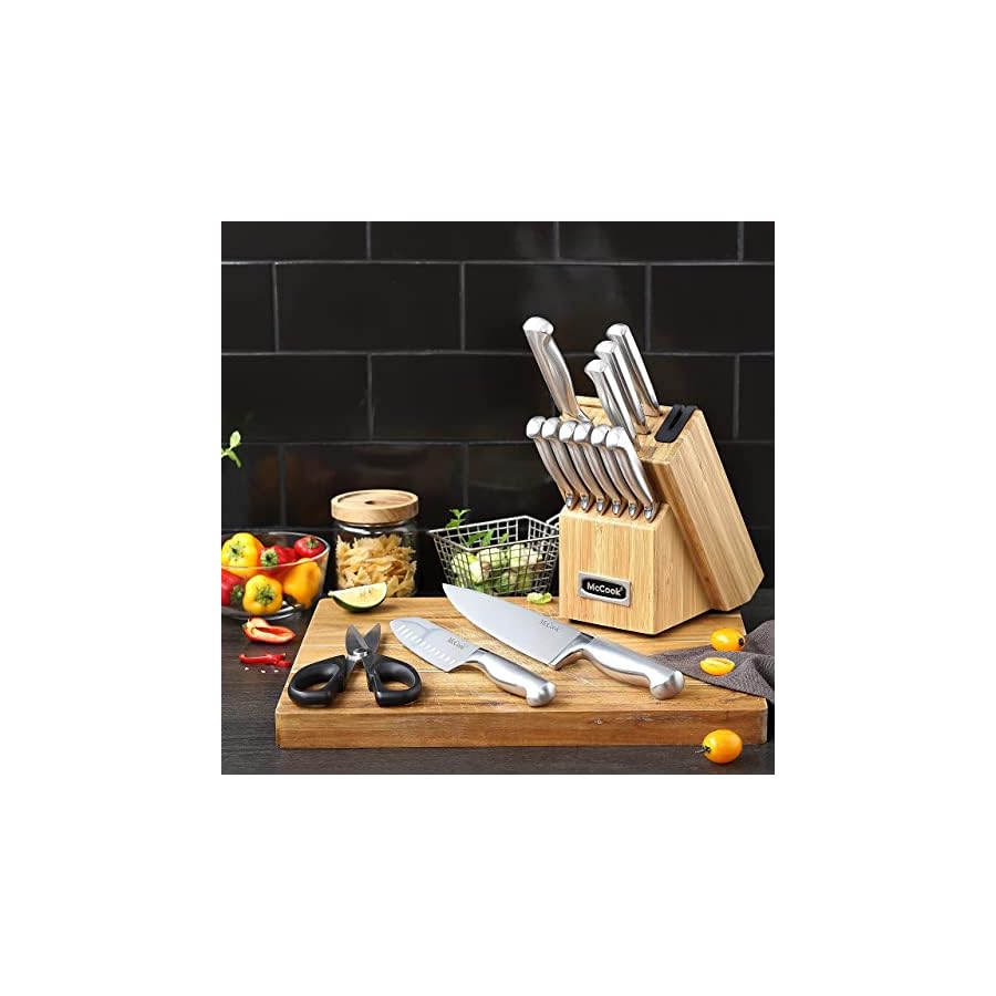 McCook-MC19-Knife-Sets15-Pieces-German-Stainless-Steel-Knife-Block-Sets-with-Built-in-Sharpener McCook® Knife Sets,German Stainless Steel Knife Block Sets with Built-in Sharpener