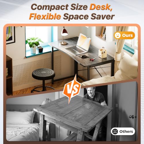 Image of Huuger Folding Desk for Small Spaces, 39.4 Inch Foldable Computer Table