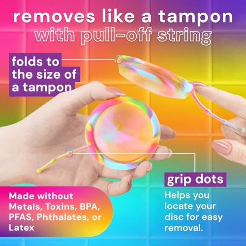 Image of Bodyotics Proud Disc - 2-Pack Menstrual Disc (Small & Large) Body-Safe Silicone Discs - Reusable with Pull-Off String for Easy Insertion & Removal - 12-Hour Leak Protection - Includes Carrying Pouches