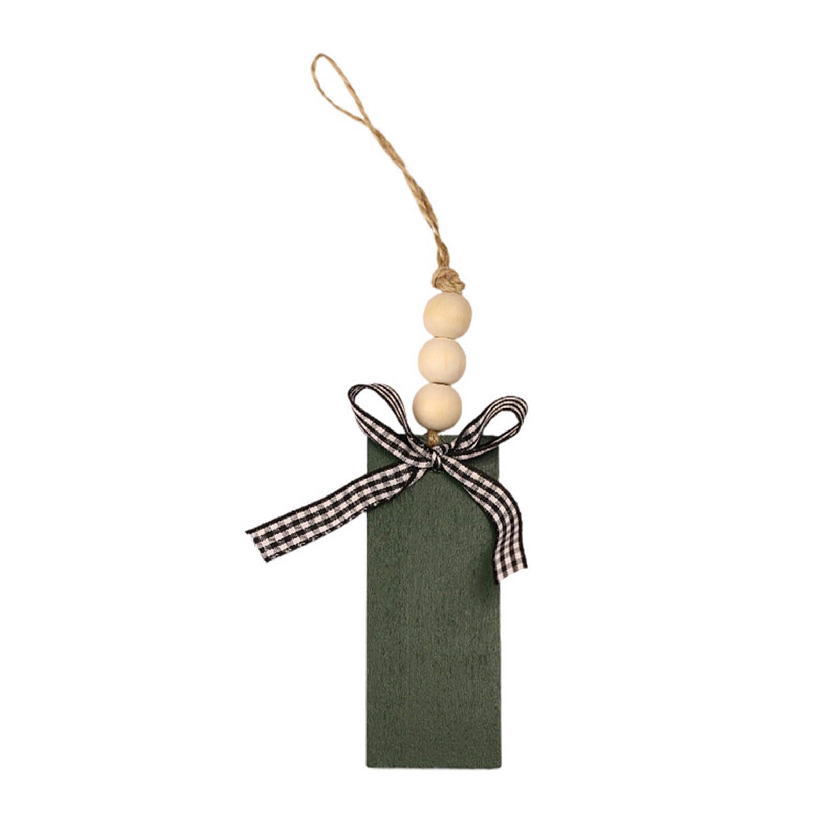 Nucelit Wooden Hanging Ornament Christmas Pendant Decor for Holiday New Year Party Supplies Rectangle Wood Board with Beads Rope Festive Decorations