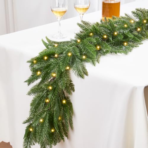 5.9FT Realistic Cedar Garland with Lights, Artificial Pine Garland - image 2
