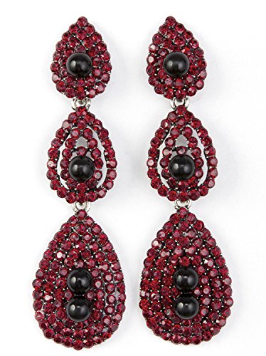 Vijiv Femme Gatsby Boucles d'oreilles Vintage 1920 Lustre Goutte Accessoires Bijoux taille unique vin rouge