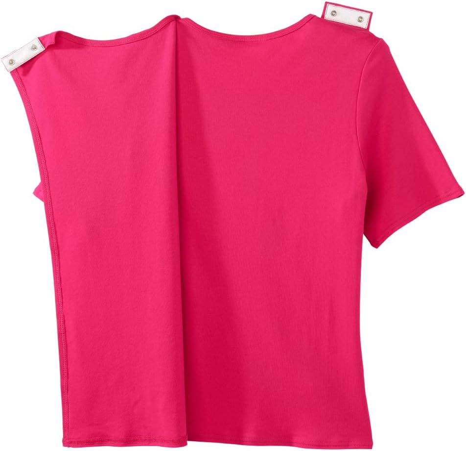 Silverts Women's Adaptive Open Back Top, Assisted Dressing Shirt | For Elderly, Nursing Home & Post-Surgery Wear, Snap Closures, Wheelchair Friendly, Short Sleeve