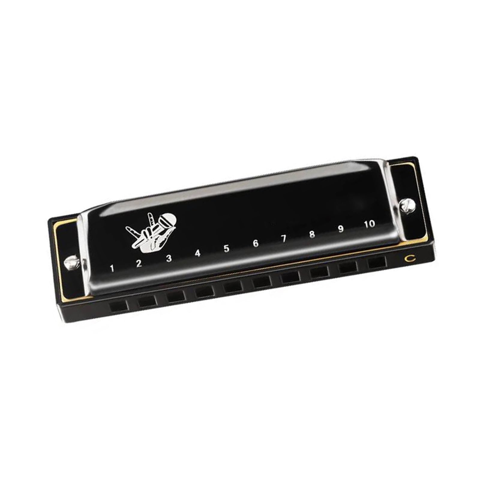 Armonica Professionale Armonica Blues Diatonica In Do Maggiore 10 Fori Con Custodia Standard H(Black)