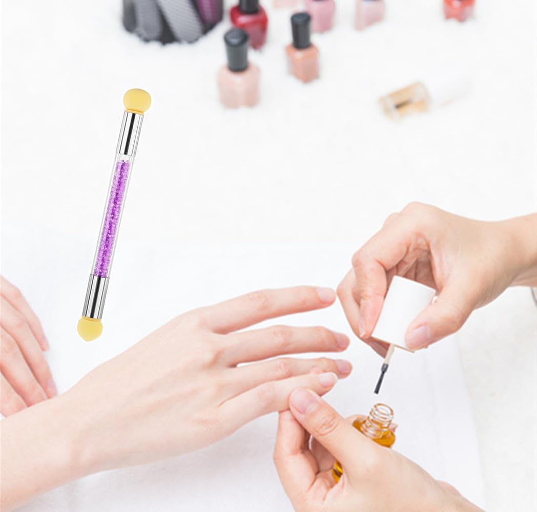 Spugna di pennellino Doppia Testa Spugna di Pennellino per Unghie con Manico Strass incluso 18 Testine di ricambio Pennello di spugnetta pigmento per nail art
