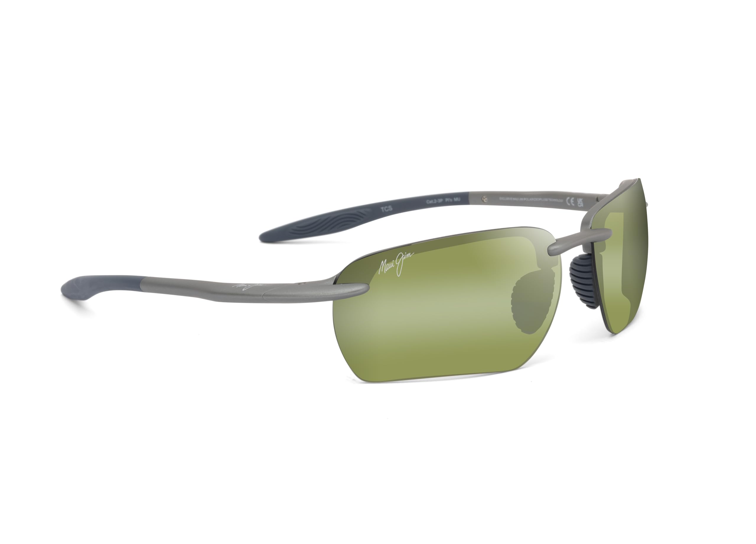 Maui Jim Hookipa Ultra G prostokątne okulary przeciwsłoneczne, metalowe matowe szare/Ht Green fotokromiczne spolaryzowane, średnie