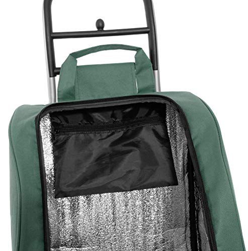 BigDean Einkaufstrolley mit Treppensteiger-Funktion, Kühlfach & 6 großen Rädern - 40L faltbar grün - Einkaufswagen Einkaufsroller Kühltasche Einkaufstasche Treppensteiger – Bild 4