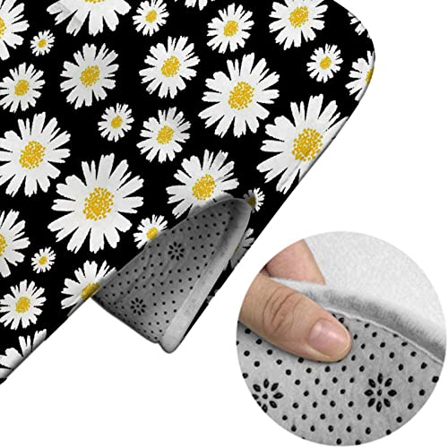 Badezimmerteppich-Set, 3-teilig, Gänseblümchen-Blumen-Hintergrund, waschbare Badeteppiche, rutschfest, mit Rückenpolster, Konturteppich und Toilettendeckelbezug – Bild 5