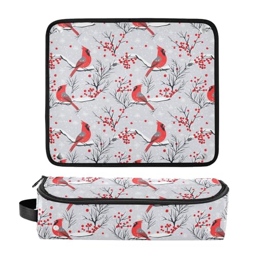 Bolsa organizadora de viaje resistente al calor Birds Red Berries Marble para planchas, rizadores y accesorios de cuidado del cabello miniatura 3