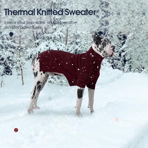 Image of Great Dane Sweater,5XL Extra Large Sweater for Giant Breed Dogs in Winter | Turtleneck Cold Weather Outfit, For Senior & Short-haired Giant Dog Clothes, Elastic Pullover for Saint Bernard,Mastiff