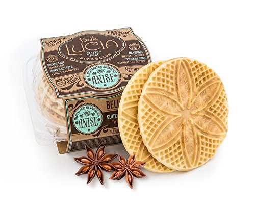 Bella Lucia Gluten-Free, Nut Free, Soy Free Non-GMO Verified, Pizzelle Cookies 6 ounce (pack of 4) Vanilla and Anise