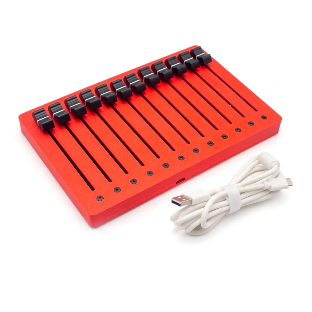 Toplionace EM-12F 12-Kanal Fader MIDI Controller mit 10cm Hochpräzisen Fadern und USB-Plug-&-Play Funktion