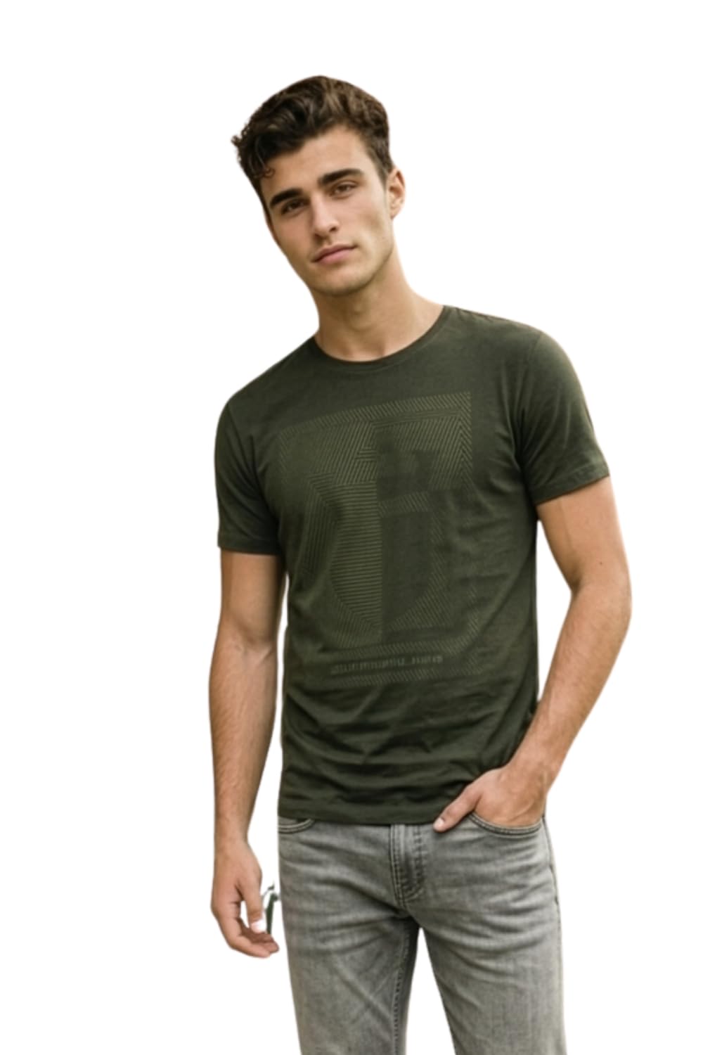 Louis Philippe Men's Slim Fit Signature Graphic Print Premium Breathable Cotton, All Day Comfort Half Sleeve Crew Neck Tshirt-picture-25
