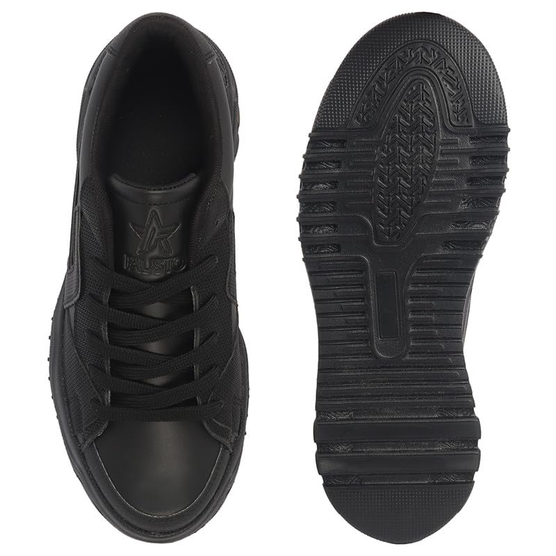 Image of FAUSTO Men's Low Top Chunky Lace-Up Sneaker Shoes|Low Ankle Casual Shoes|All Day Comfortable Sneakers