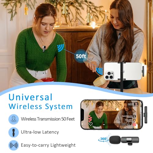 Image of MAYBESTA Wireless Lavalier Microphone for iPhone, iPad, Android - Bluetooth Lapel Phone Mic for Video Recording - Mini Clip on Microphones for YouTube Podcast Interview(Black)