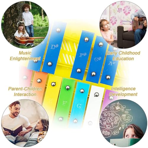 Xylophone 25 notes glockenspiel instrument percussion musicale jaune - 7