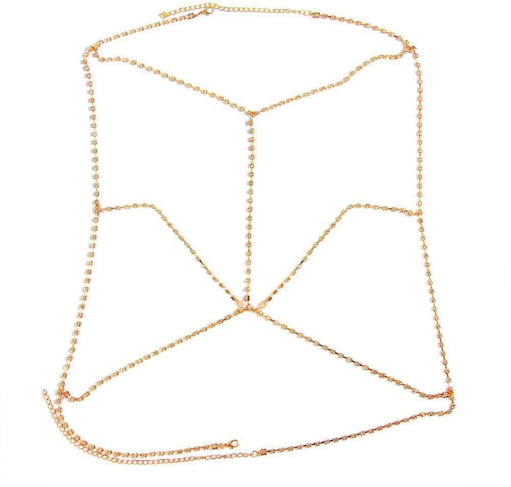 Rhinestone Body Chains for Women, Sexy Layered Belly Waist Chain Bikini Bra Chain, Summer Beach Rhinestone Body Jewelry - Image 5