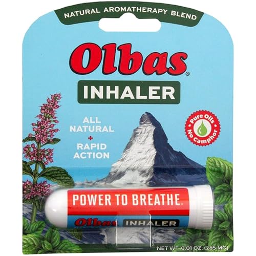 Olbas Inhaler Aromatherapy, Essential Oil Inhaler with Natural Oils, 0.01 Oz, 1 Pack, Pocket Sized Nasal Inhaler Stick for Clear Breathing and Sinus Relief