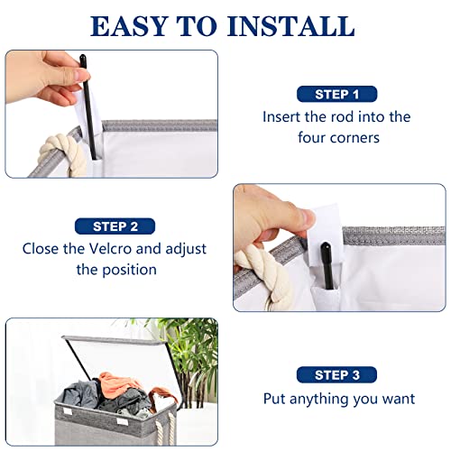 Pobomvom 60L Laundry Basket With Lid, Hampers For Laundry With Rope Handles Waterproof Lining Detachable Brackets Dirty Clothes Hamper For Bedroom, Bathroom Dorm Organization (19 Inches, Light Grey) #TOP6