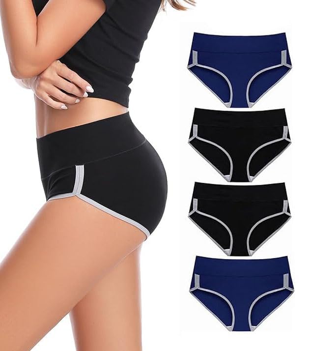 Women’s Cotton Underwear | High Waist Hipster Briefs | Soft Breathable Panties for Women | Full Coverage, No Ride Up, Comfortable Everyday Wear - (Pack of 4)-picture-36