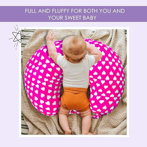 Image of VParents Feeding Pillow, Breast Feeding Pillows Vacuum Packed Cotton Nursing Pillow and Positioner, Breastfeeding, Bottle Feeding, Baby Support Rosy (Pink) 110485