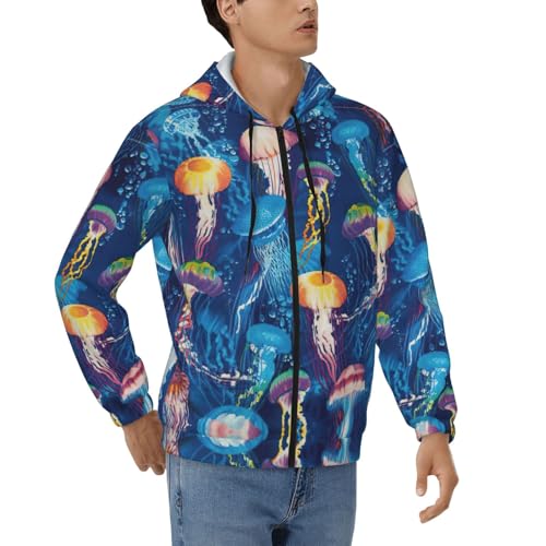 Sweat à capuche pour homme avec imprimé méduses : isolation thermique et zip fluide