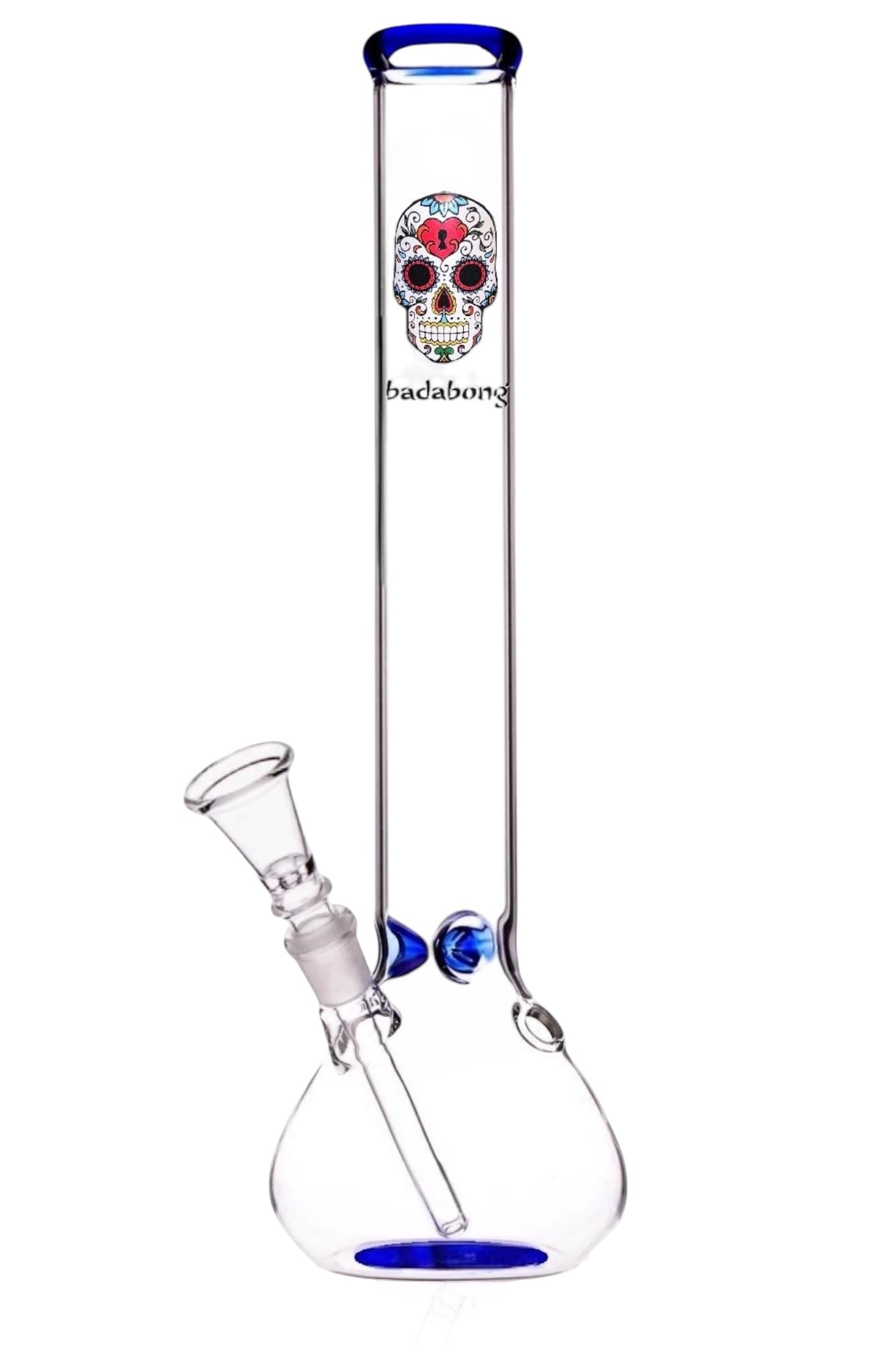 12 inch Skull Design Blue Conical Durable Solid Glass Bong